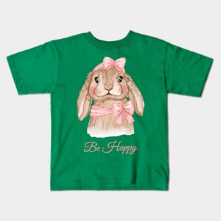 Cute Rabbit BE Happy Kids T-Shirt